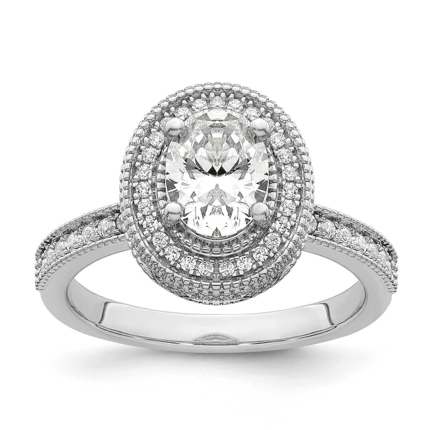 True Origin White Gold 1/3 Carat Diamond Vs/Si D E F Semi Mound Oval Fancy Halo Engagement Ring RM8…