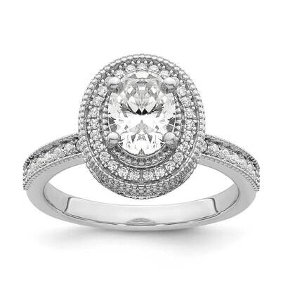 True Origin White Gold 1/3 Carat Diamond Vs/Si D E F Semi Mound Oval Fancy Halo Engagement Ring RM8…