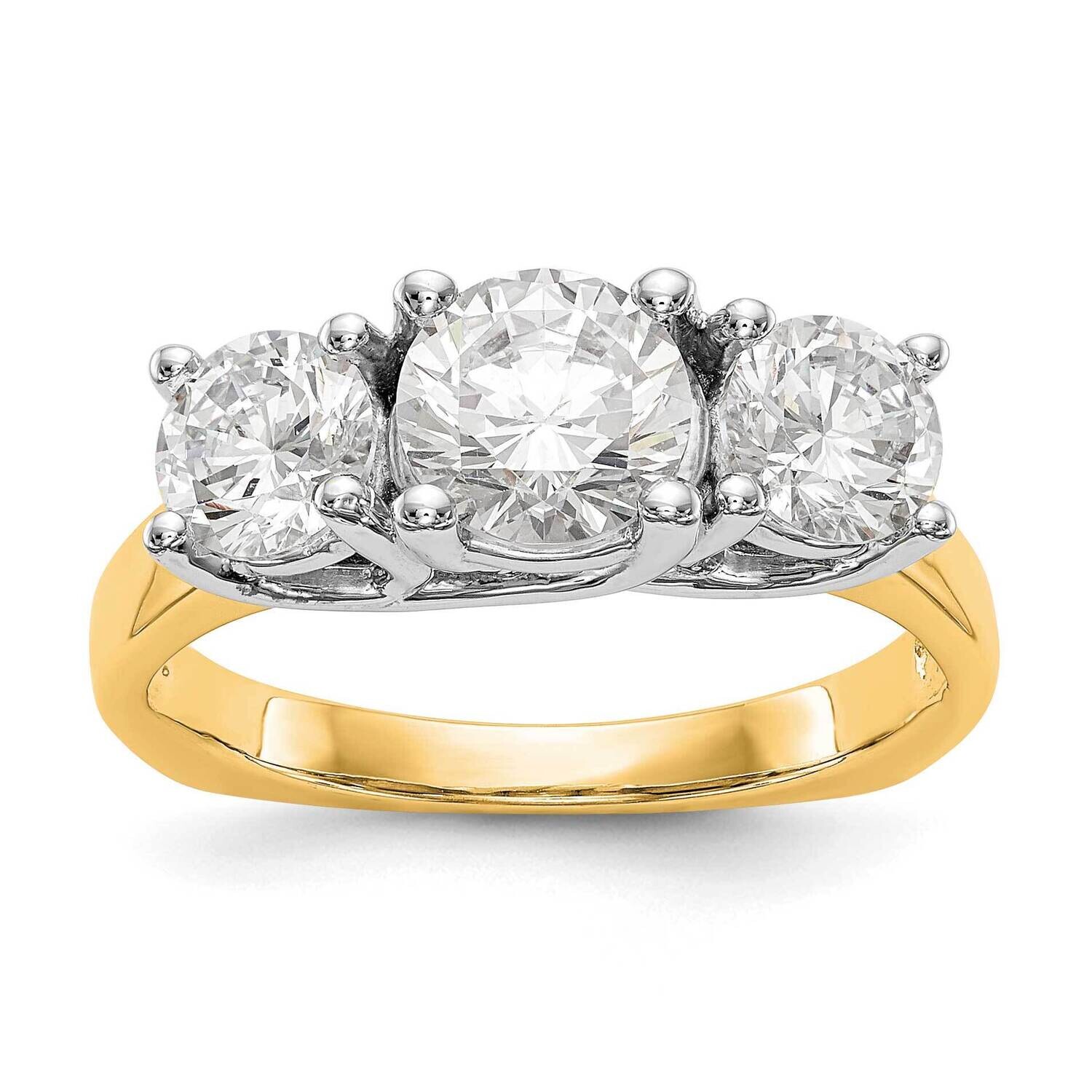 3-Stone Holds 1.25 Carat 7.00mm Round Center 2-5.7mm Round Sides Engagement Ring Mounting 14k Two-Tone Gold RM2953E-125_150-CYWAA