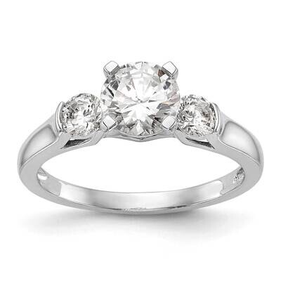 3-Stone Peg Set Center Holds 2-3.7mm Round Sides Engagement Ring Mounting 14k White Gold RM3018E-P_…