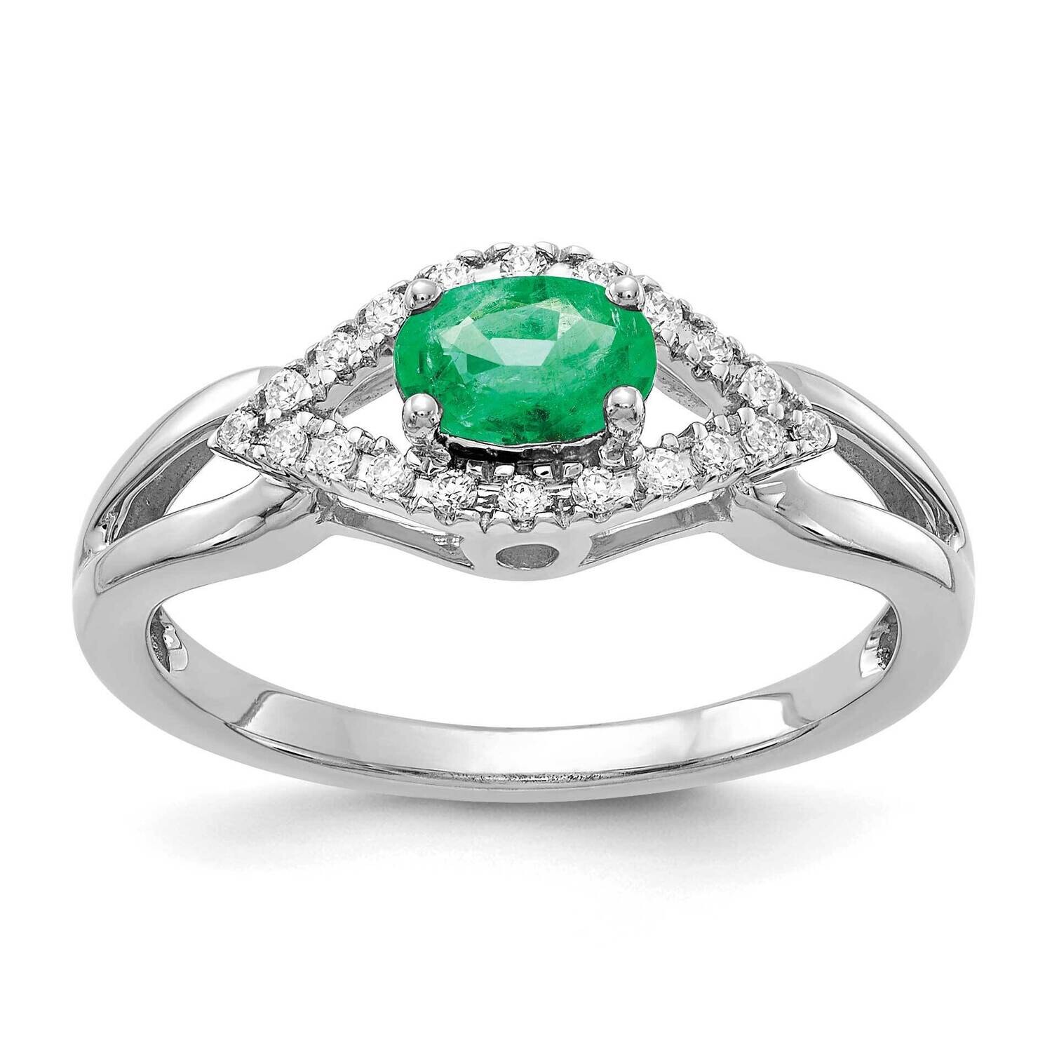 Diamond Emerald Ring 10k White Gold RM5760-EM-013-1WA, MPN: RM5760-EM-013-1WA, 886774538969