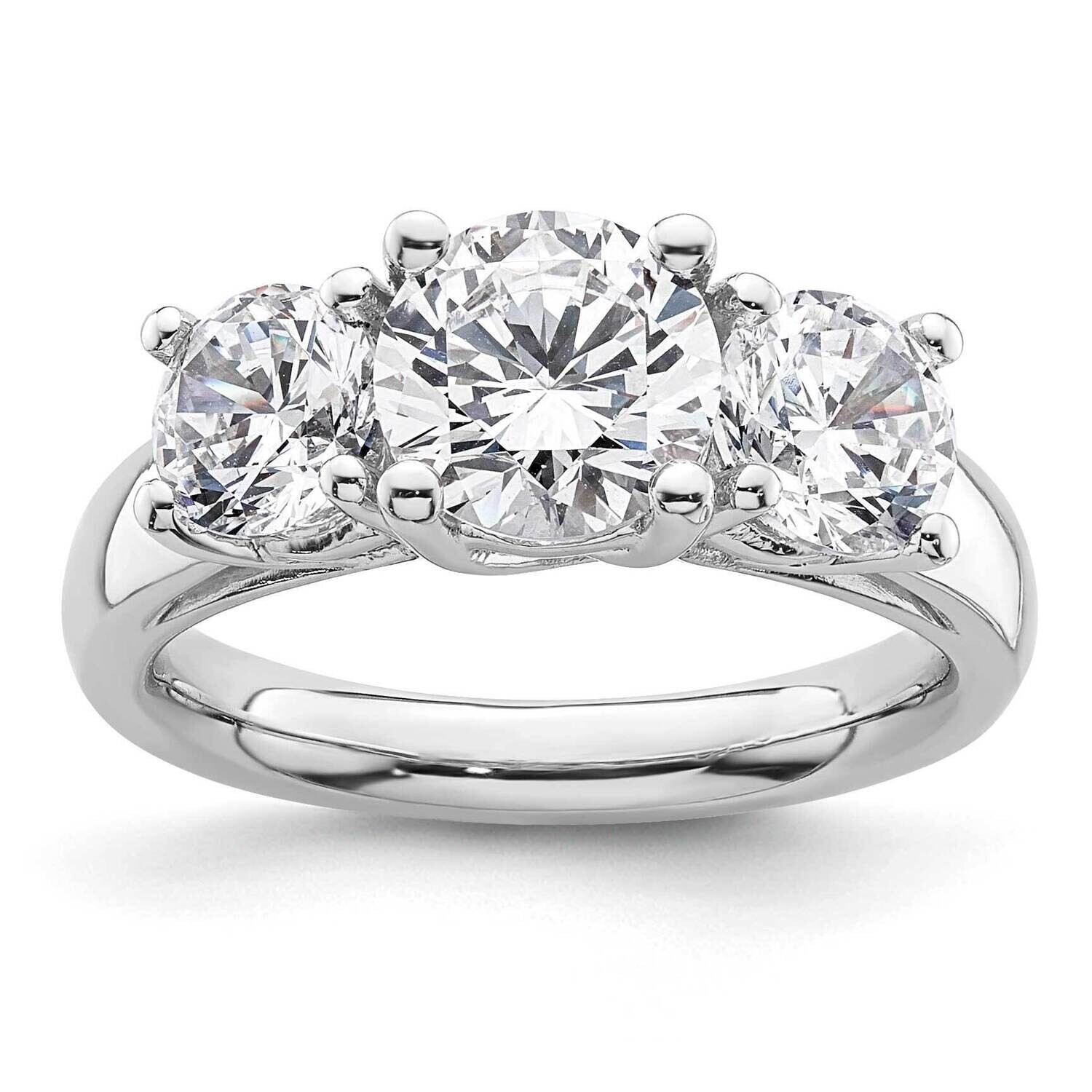 3-Stone Holds 1.5 Carat 7.5mm Round Center 2-5.8mm Round Sides Engagement Ring Mounting 14k White Gold RM2955E-150-CWAA