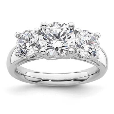3-Stone Holds 1.5 Carat 7.5mm Round Center 2-5.8mm Round Sides Engagement Ring Mounting 14k White G…