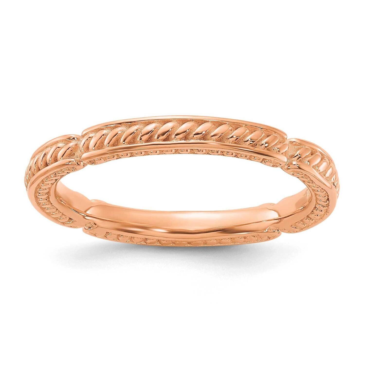 Stackable Expressions Rose Gold-Plated Textured Ring Sterling Silver QSK2215, MPN: QSK2215,