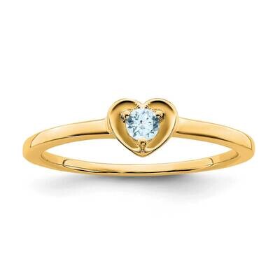 Aquamarine Heart Ring 14k Gold RM7397-AQ-Y, MPN: RM7397-AQ-Y, 196904099988