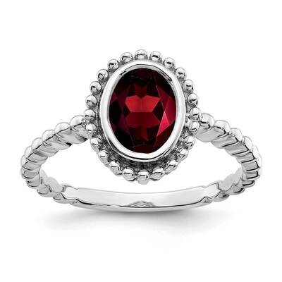 Oval Garnet Ring 10k White Gold RM7202-GA-W, MPN: RM7202-GA-W, 191101823602
