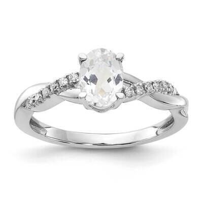 Oval White Topaz Diamond Ring 14k White Gold RM4235-WT-008-WA, MPN: RM4235-WT-008-WA,