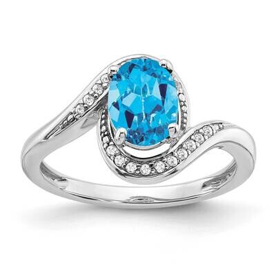 Oval Blue Topaz Diamond Bypass Ring 14k White Gold RM5948-BT-010-WA, MPN: RM5948-BT-010-WA, 8867745…