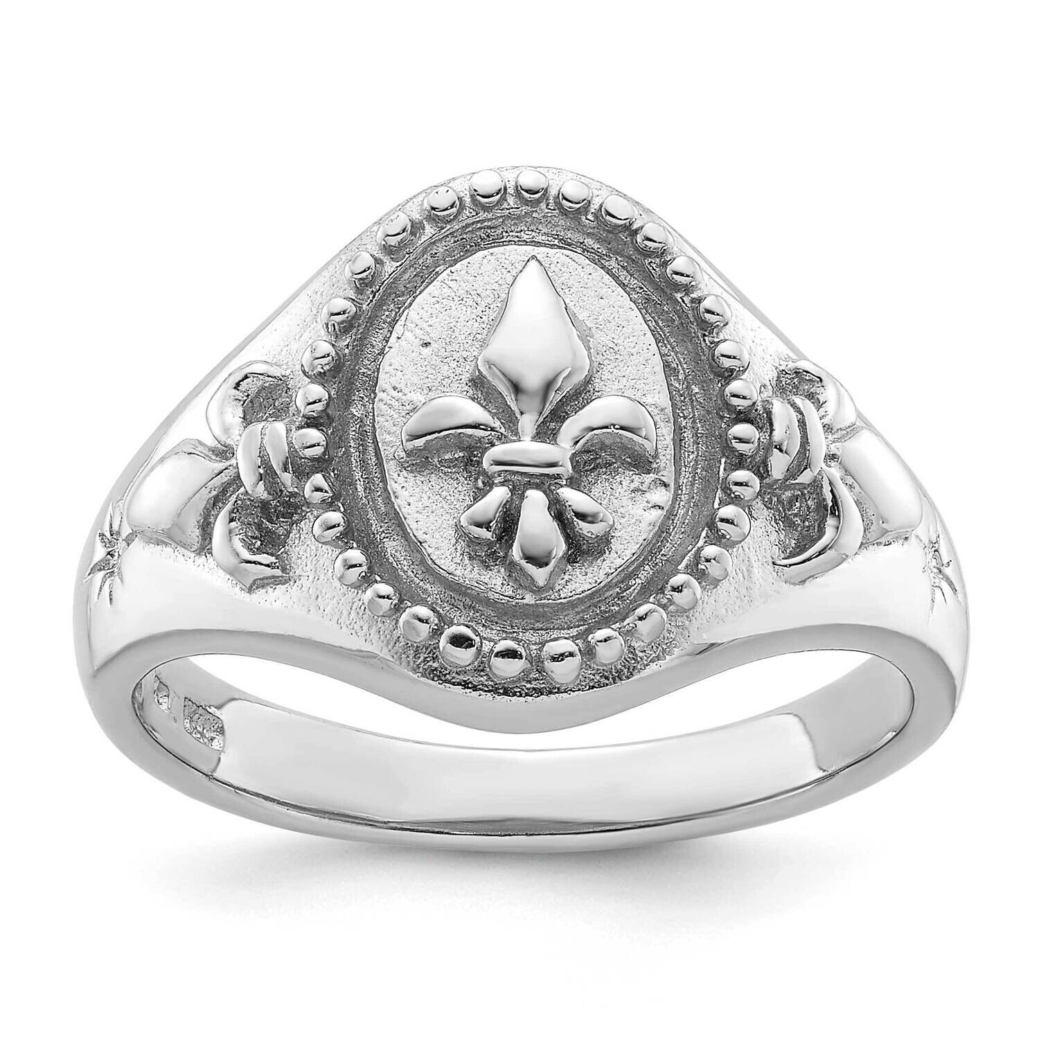 Fleur De Lis Ring Sterling Silver Rhodium-Plated QR7505, MPN: QR7505,