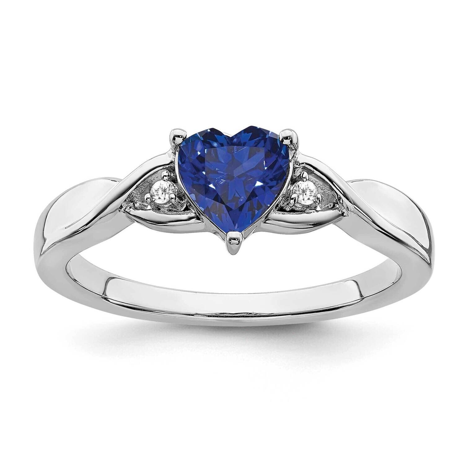 Created Sapphire Diamond Ring Sterling Silver Rhodium-Plated RM7413-CSA-002-SSA, MPN: RM7413-CSA-00…