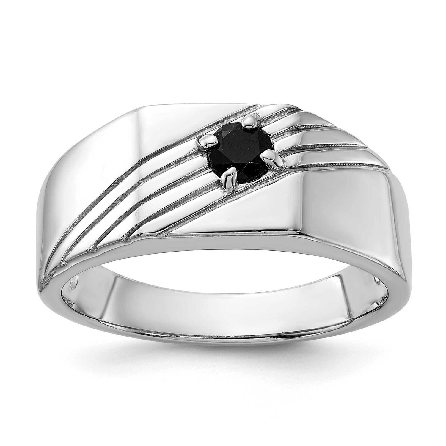 Black Onyx Signet Men&#39;s Ring Sterling Silver Rhodium-Plated QR7642 by Men&#39;s Jewelry and Accessories…