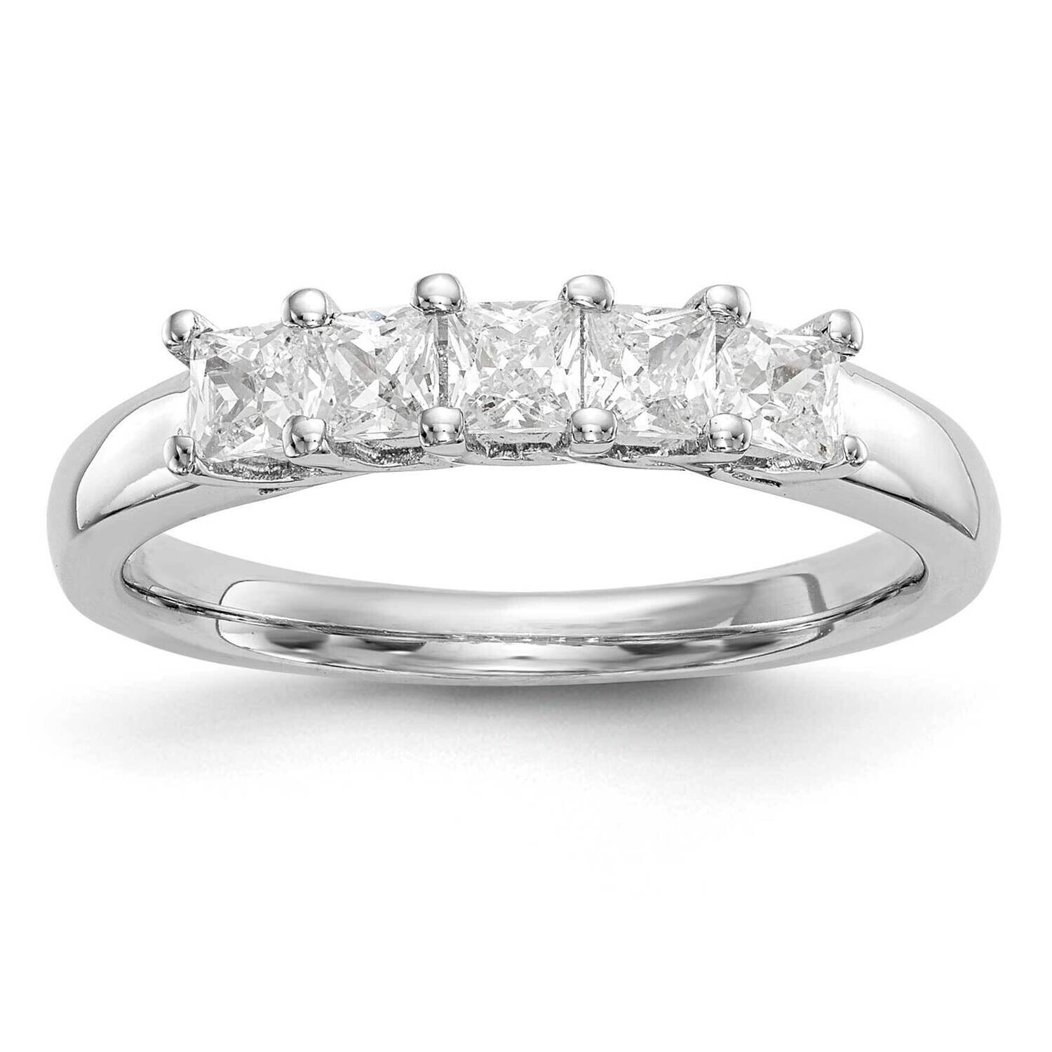 5-Stone Shared Prong Holds 5-3.2mm Princess Diamond Band Ring Mounting 14k White Gold RM3178B-093-WAA