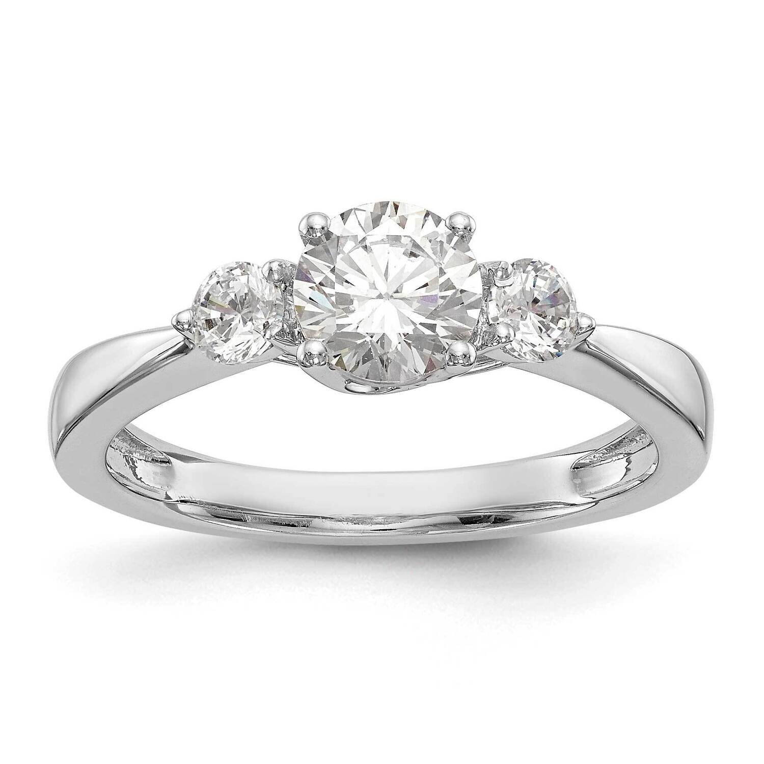 3-Stone Holds 5.8mm Round Center 2-3.1mm Round Sides Engagement Ring Mounting 14k White Gold RM2958E-075-CWAA