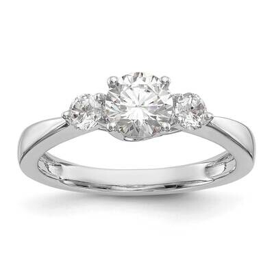 3-Stone Holds 5.8mm Round Center 2-3.1mm Round Sides Engagement Ring Mounting 14k White Gold RM2958…