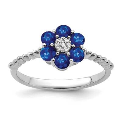 Sapphire Diamond Floral Ring 14k White Gold RM7191-SA-003-WA, MPN: RM7191-SA-003-WA, 191101822223