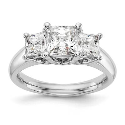 3-Stone Holds 1/4 Carat 3.5mm Princess Center 2-2.7mm Princess Sides Engagement Ring Mounting 14k W…