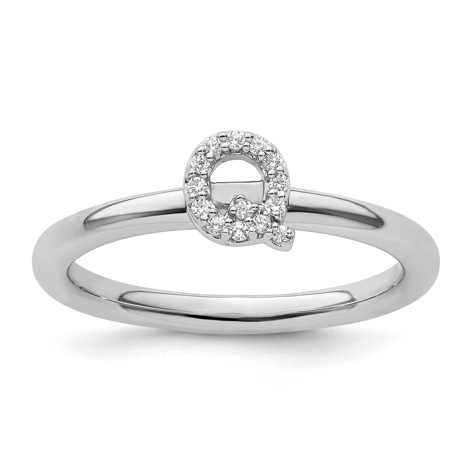 Stackable Diamond Initial Q Ring 14k White Gold SK2112QW, MPN: SK2112QW,