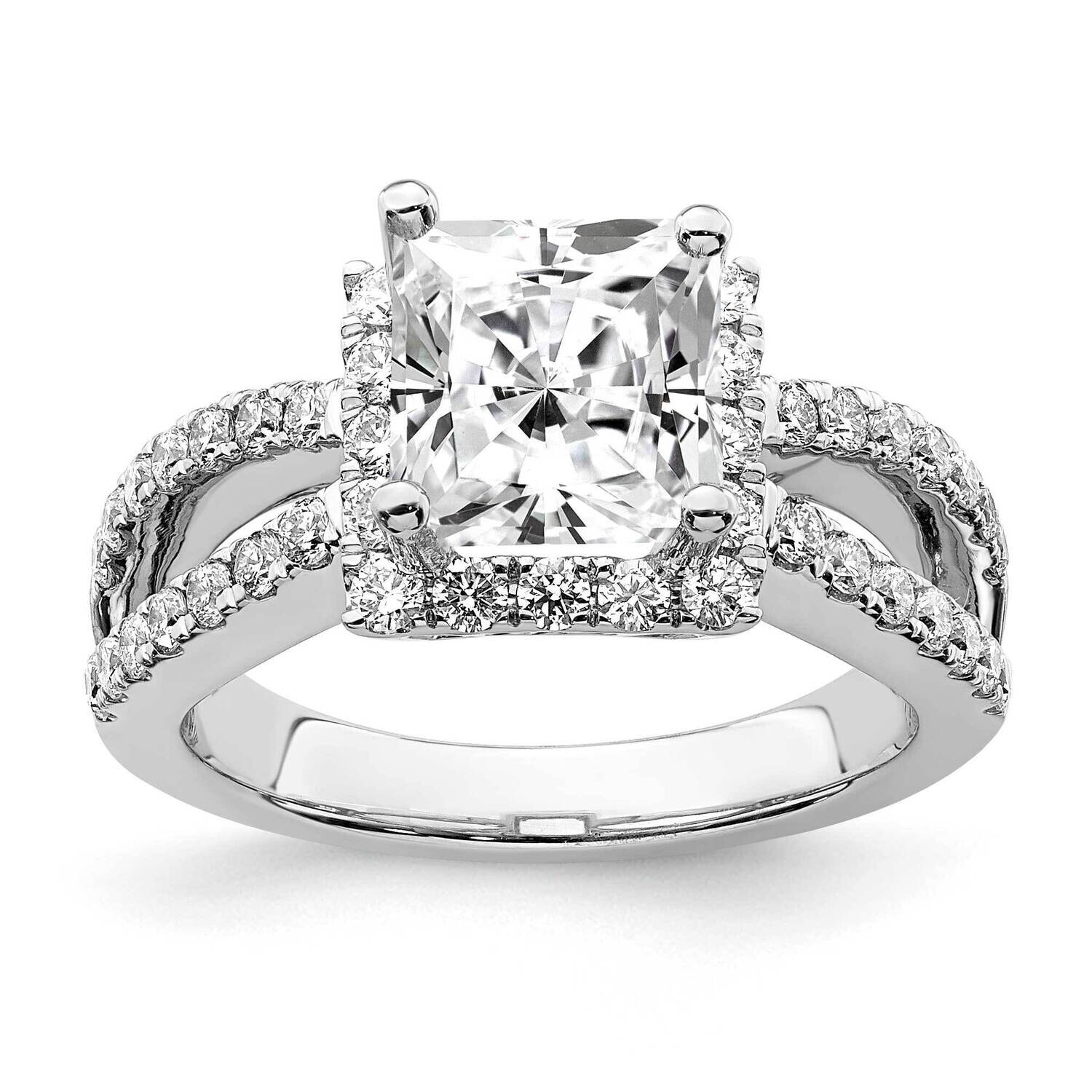 True Origin 7/8 Carat Diamond Vs/Si D E F Semi Mount Princess Halo Engagement Ring 14k White Gold RM2304E-150-WAA