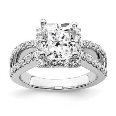 True Origin 7/8 Carat Diamond Vs/Si D E F Semi Mount Princess Halo Engagement Ring 14k White Gold R…