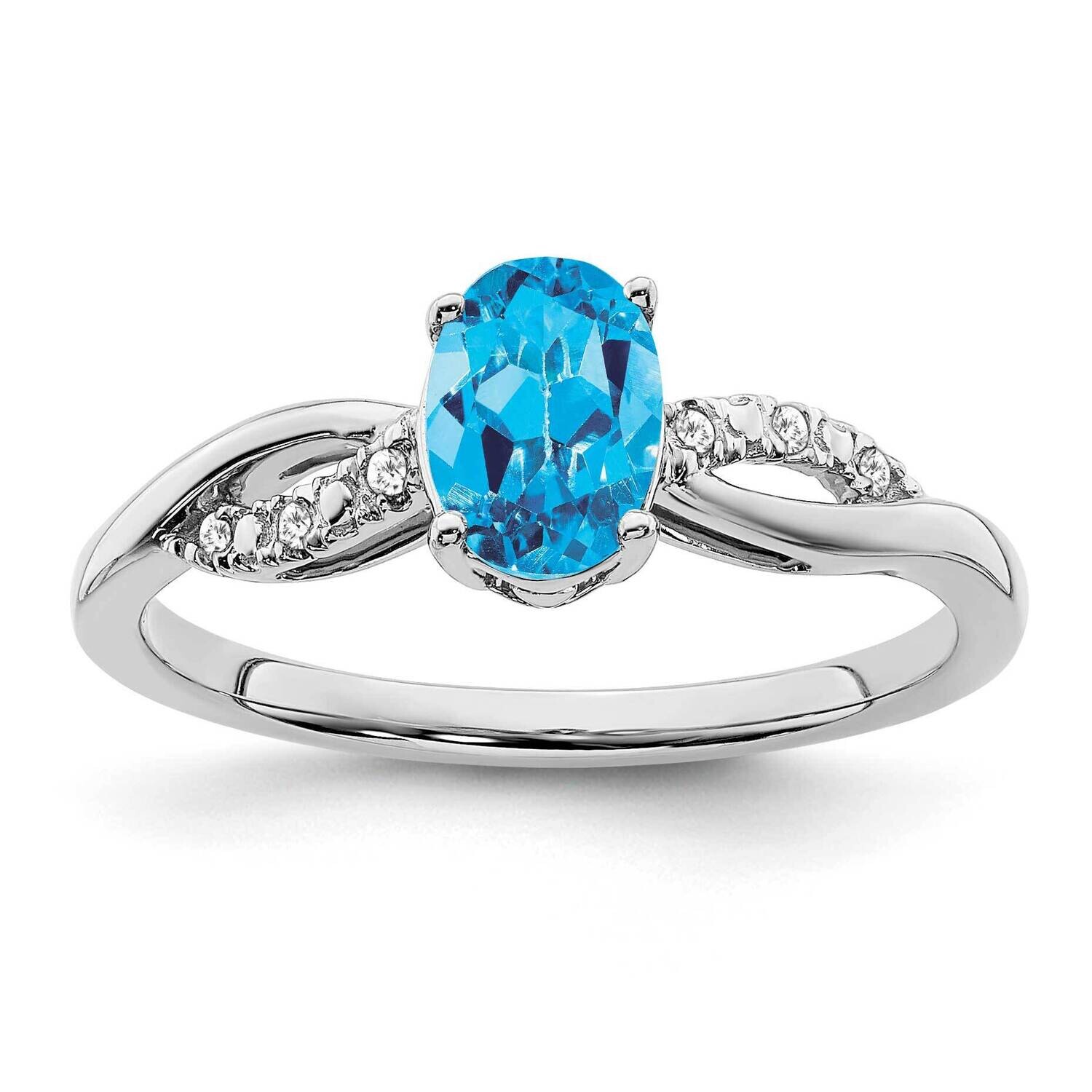 Oval Blue Topaz Diamond Ring 14k White Gold RM6146-BT-005-WA, MPN: RM6146-BT-005-WA, 191101814877