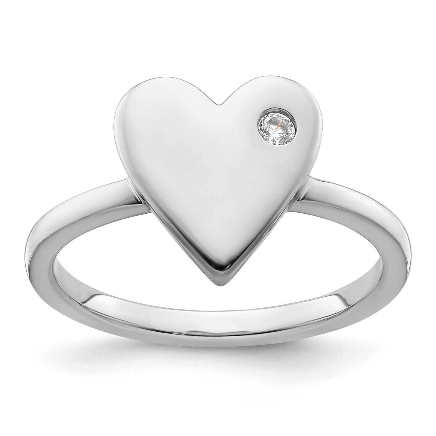 White Ice Diamond Heart Ring Sterling Silver Rhodium-Plated QW538, MPN: QW538,