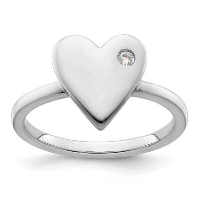 White Ice Diamond Heart Ring Sterling Silver Rhodium-Plated QW538, MPN: QW538,
