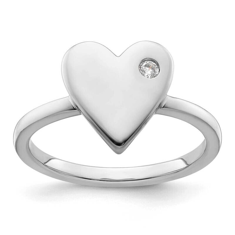 White Ice Diamond Heart Ring Sterling Silver Rhodium-Plated QW538