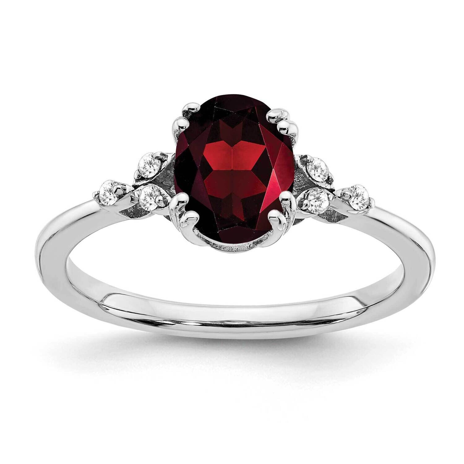 Garnet Diamond Ring Sterling Silver Rhodium-Plated RM6029-GA-006-SSA, MPN: RM6029-GA-006-SSA,