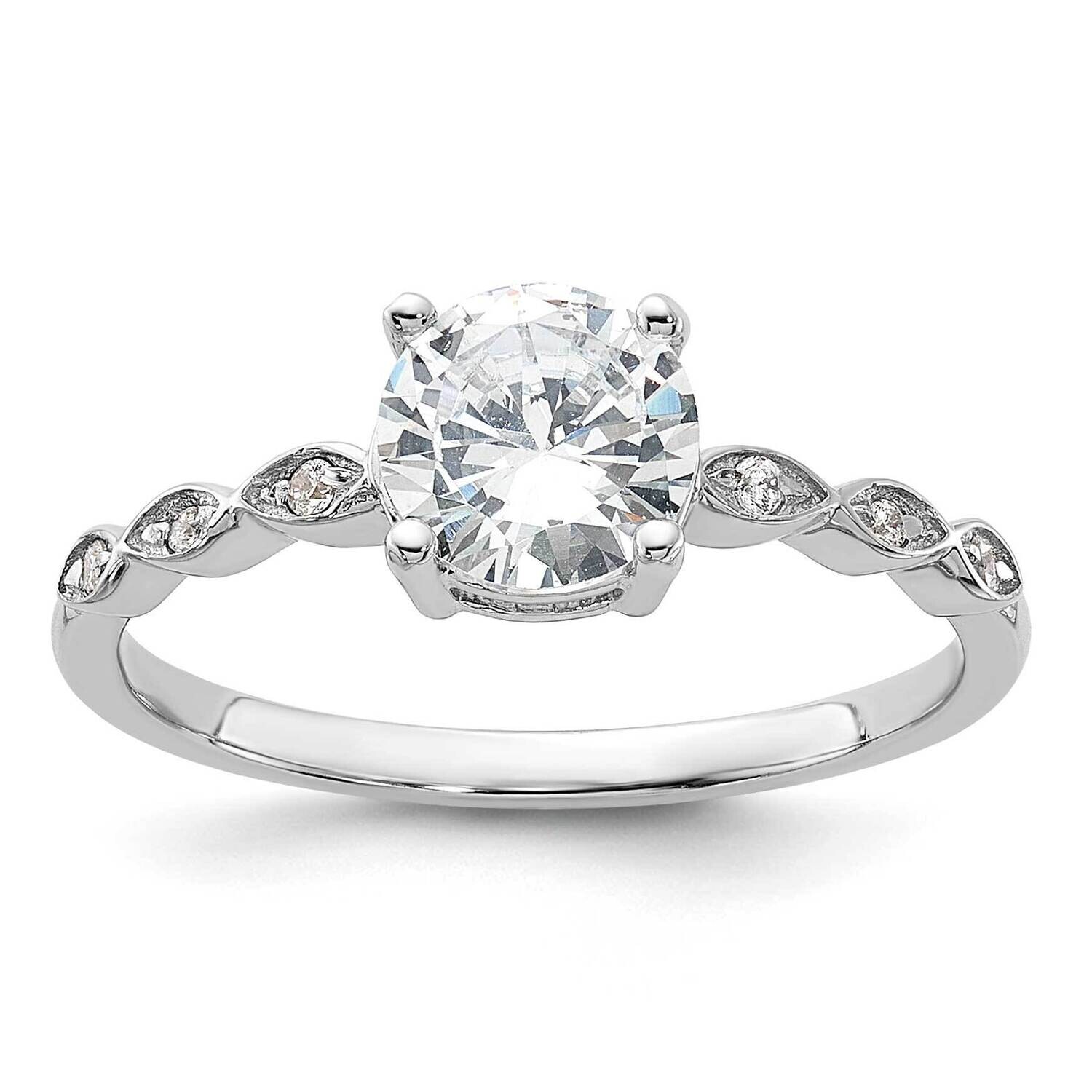 Fancy CZ Engagement Ring Sterling Silver Rhodium-Plated QR7565, MPN: QR7565,