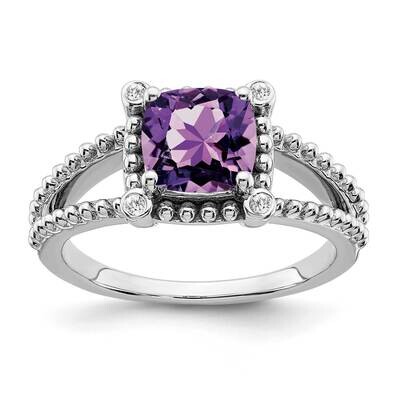 Cushion Amethyst Diamond Ring 14k White Gold RM7163-AM-004-WA, MPN: RM7163-AM-004-WA, 191101820847