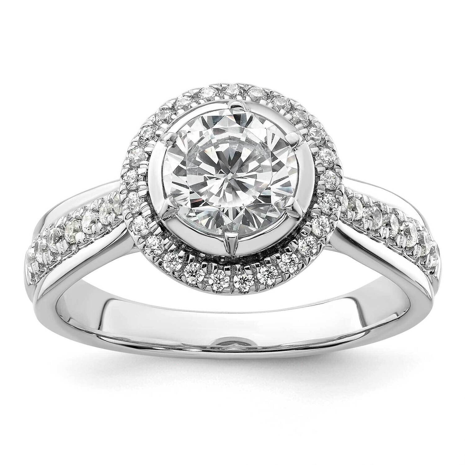 True Origin White Gold 1/4 Carat Diamond Vs/Si D E F Semi Mount Round Fancy Halo Engagement Ring RM…