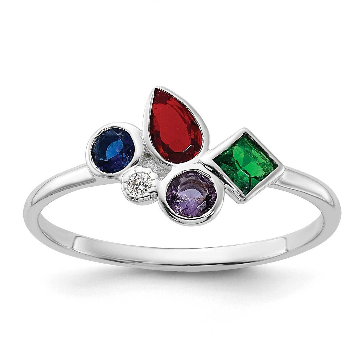 E-Coated Multi Color CZ Ring Sterling Silver QR7621, MPN: QR7621,