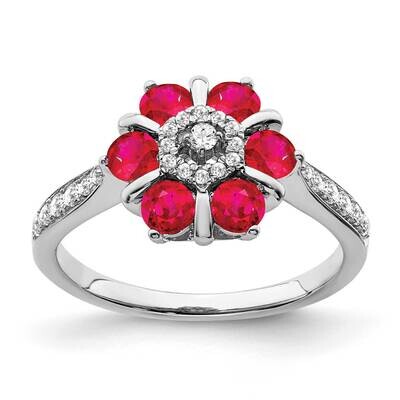 Ruby Diamond Floral Ring 14k White Gold RM7192-RU-022-WA, MPN: RM7192-RU-022-WA, 191101822346