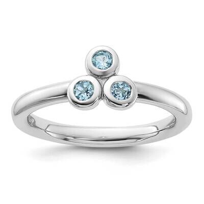 Light Swiss Blue Topaz Ring Sterling Silver Rhodium-Plated QR7439BT, MPN: QR7439BT,