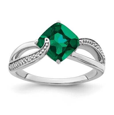 Created Emerald Diamond Ring Sterling Silver Rhodium-Plated RM7402-CEM-001-SSA, MPN: RM7402-CEM-001…