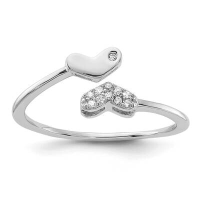 CZ Double Heart Ring Sterling Silver Rhodium-Plated QR7481, MPN: QR7481,