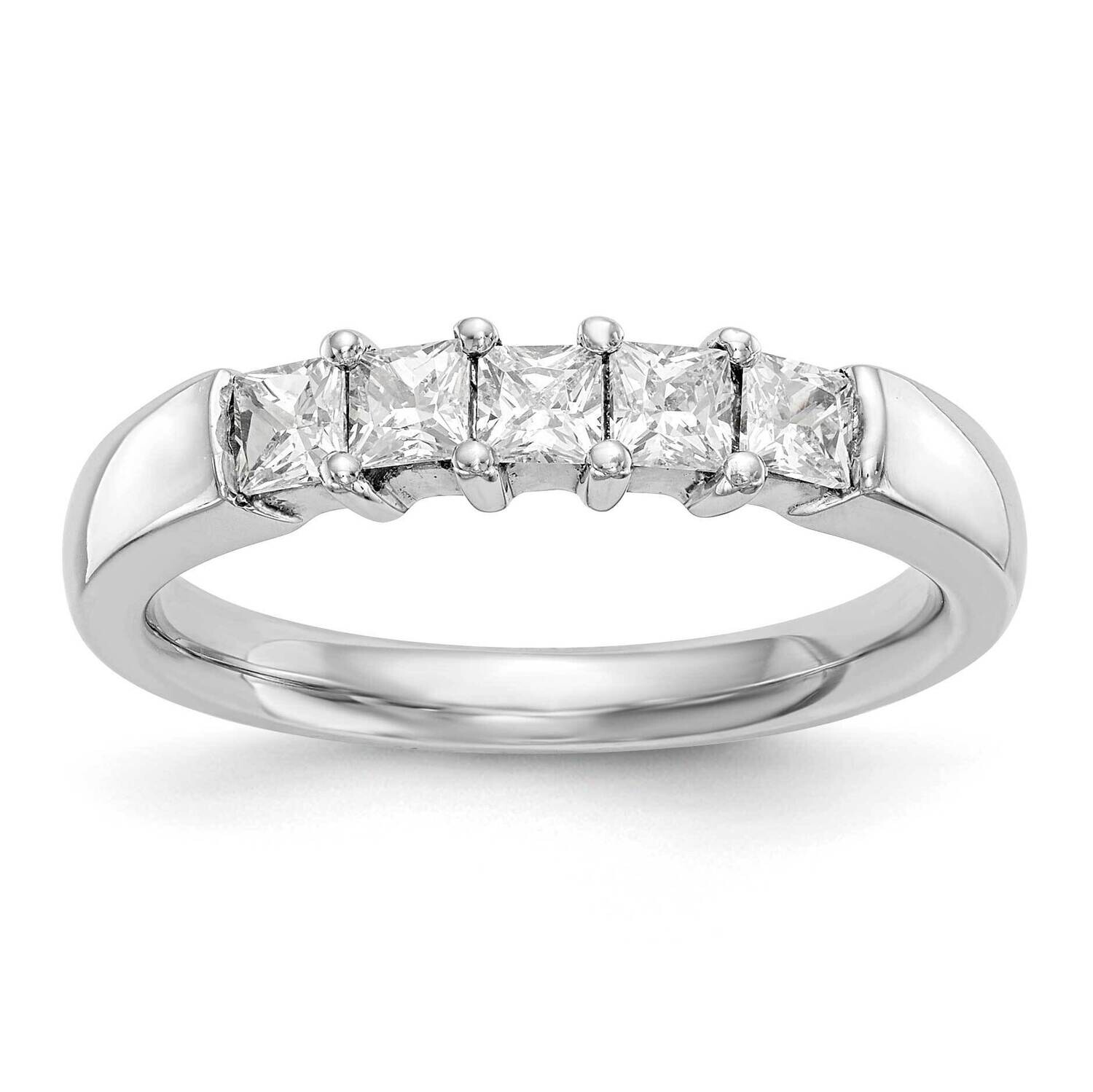 5-Stone Shared Prong Holds 5-3.2mm Princess Diamond Band Ring Mounting 14k White Gold RM3177B-093-WAA