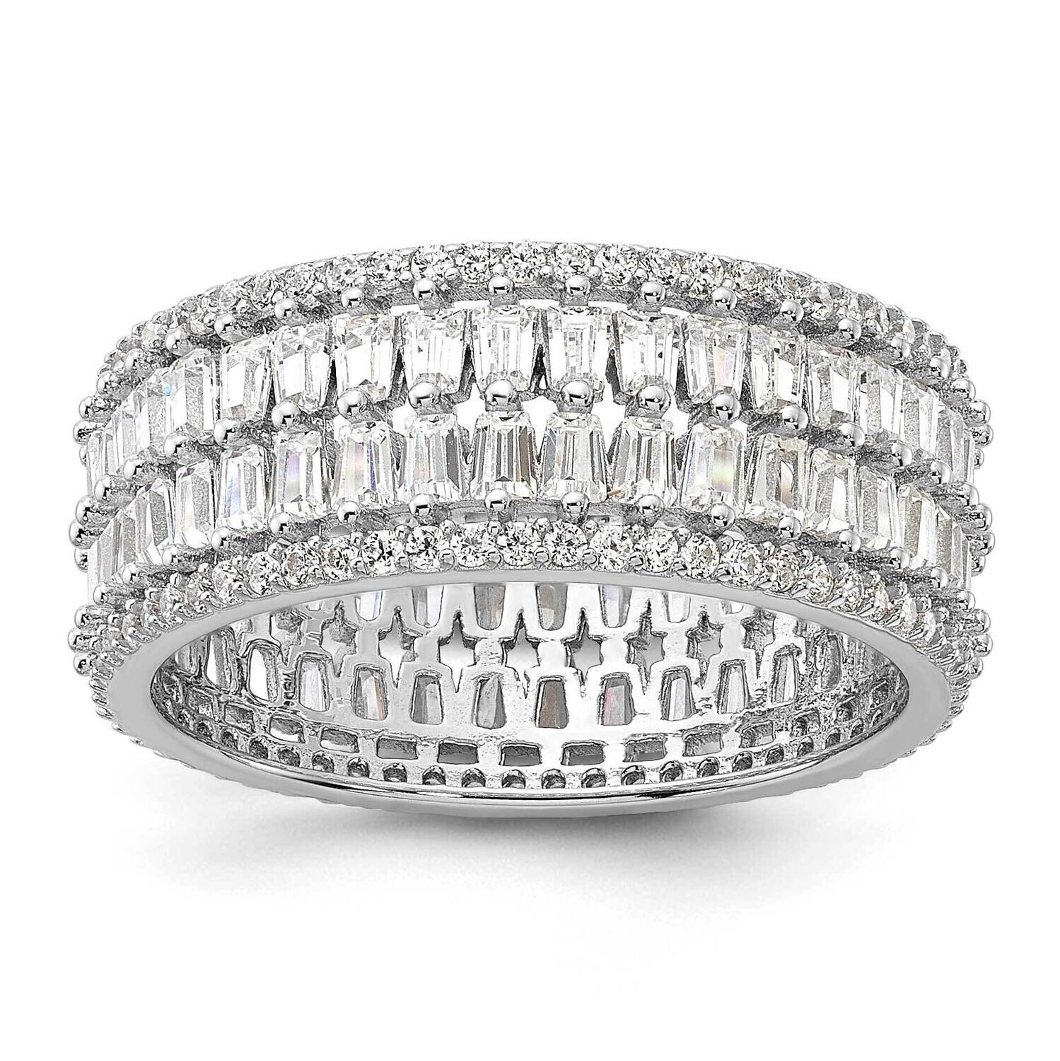 CZ Eternity Band Sterling Silver Rhodium-Plated QR7535, MPN: QR7535,