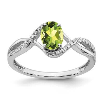 Oval Peridot Diamond Twist Ring 14k White Gold RM5710-PE-011-WA, MPN: RM5710-PE-011-WA, 886774532110