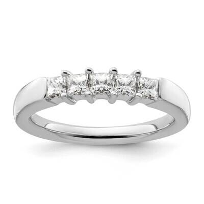 5-Stone Shared Prong Holds 5-2.8mm Princess Diamond Band Ring Mounting 14k White Gold RM3177B-070-W…