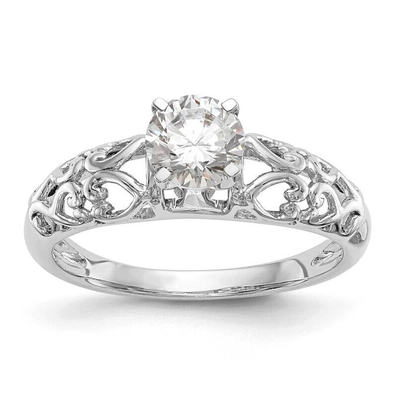 Peg Set Filigree Heart Design Solitaire Engagement Ring Mounting 14k White Gold RM1996E-CWAA, MPN: …