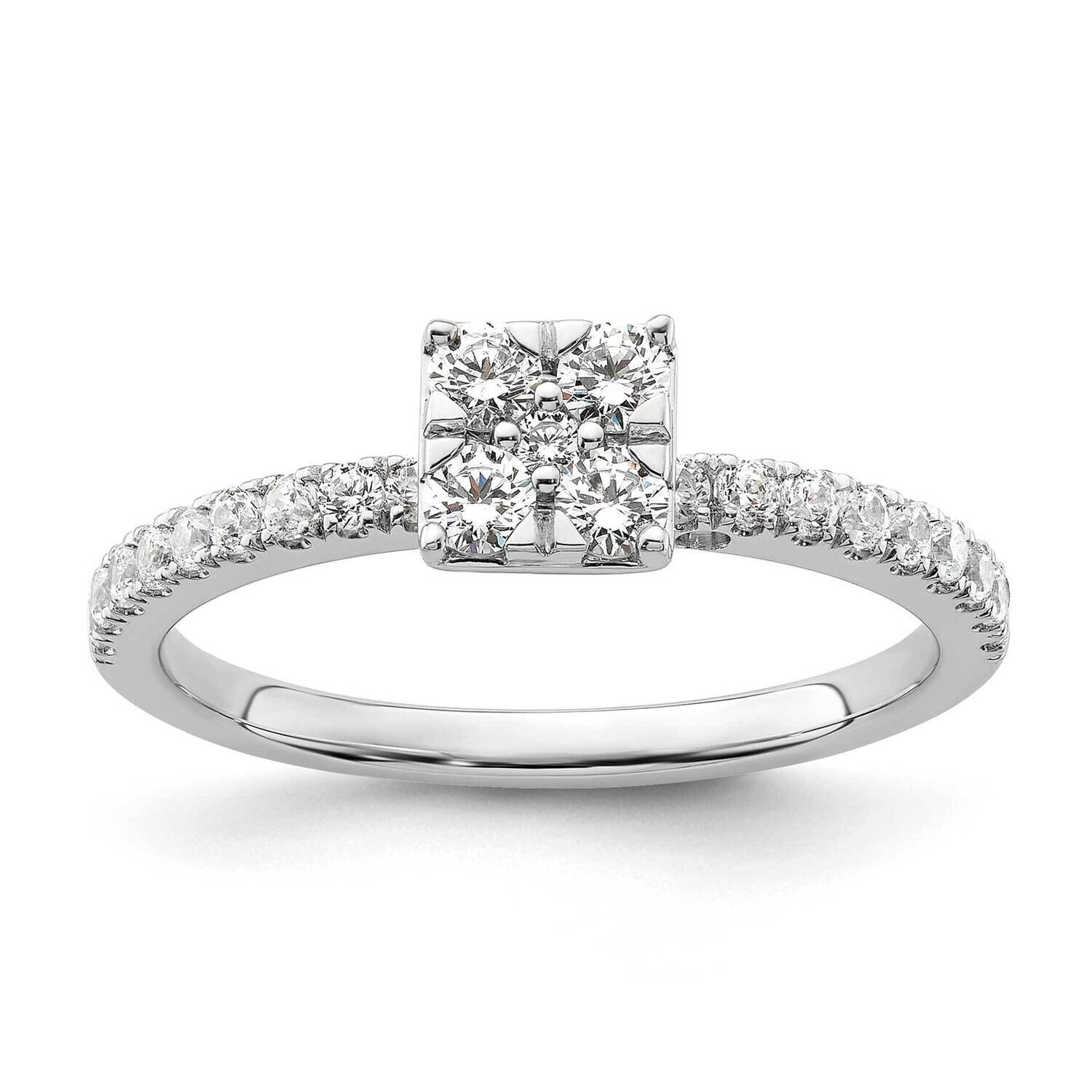 Diamond Two Promises Cluster Complete Eng Ring 14k White Gold RM9205E-028-WAA, MPN: RM9205E-028-WAA…