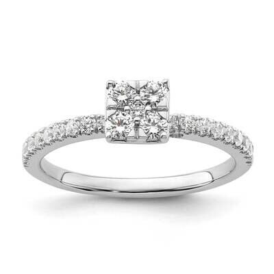 Diamond Two Promises Cluster Complete Eng Ring 14k White Gold RM9205E-028-WAA, MPN: RM9205E-028-WAA…