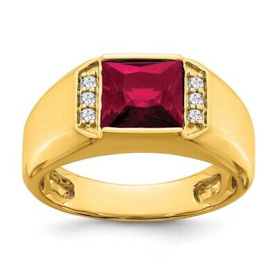 Square Created Ruby Diamond Mens Ring 14k Gold RM7462-CRU-012-YA, MPN: RM7462-CRU-012-YA, 196904130…