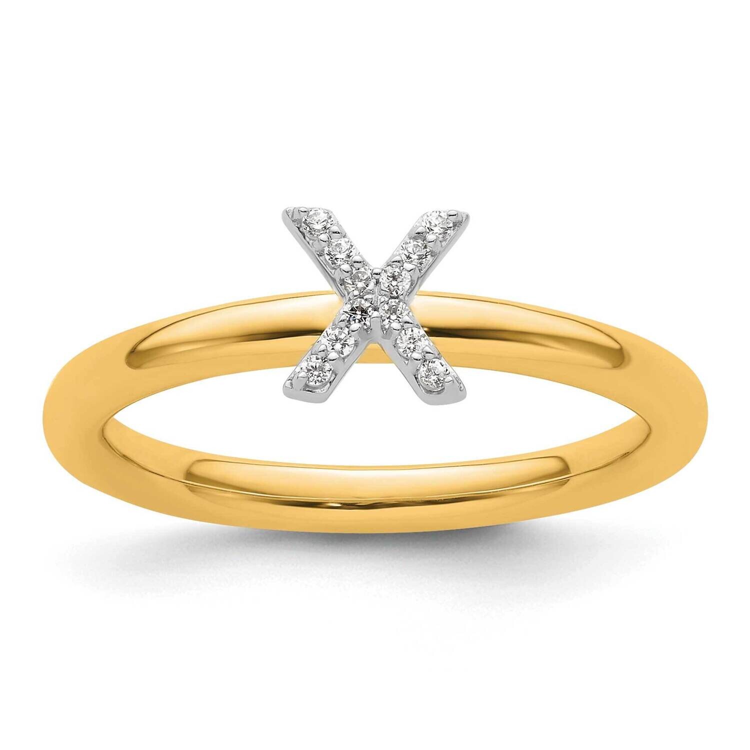 Stackable Diamond Initial X Ring 14k Gold SK2112XY, MPN: SK2112XY,