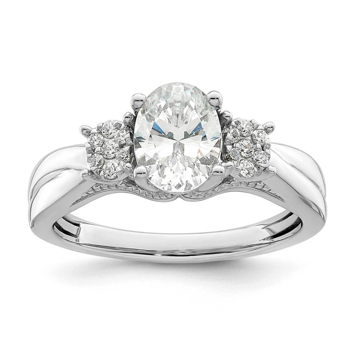 Diamond Semi-Mount Oval Engagement Ring 14k White Gold RM8256E-100-WAA, MPN: RM8256E-100-WAA,