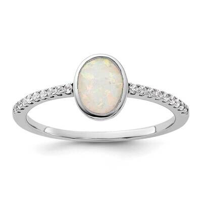 Created Opal CZ Ring Sterling Silver Rhodium-Plated QR7614, MPN: QR7614,