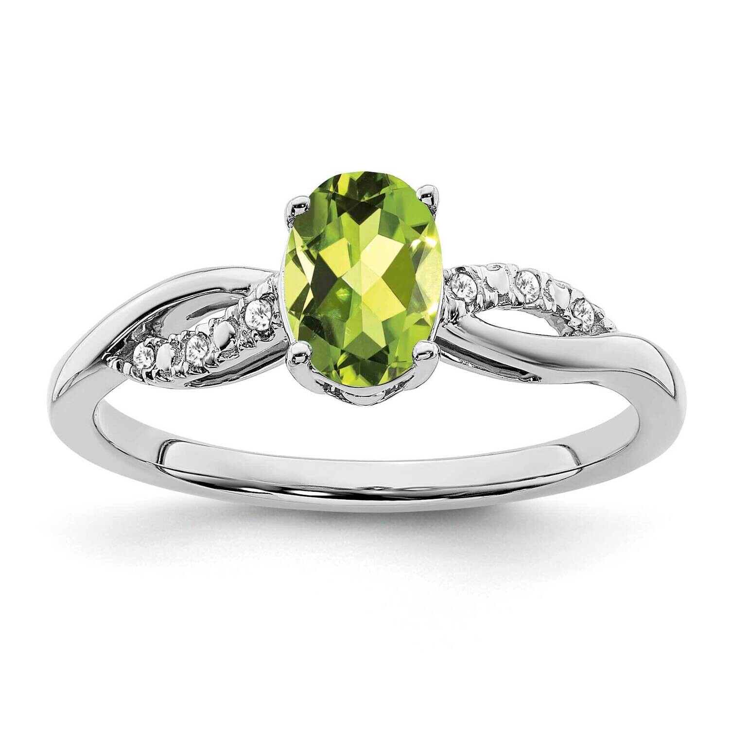 Oval Peridot Diamond Ring 14k White Gold RM6146-PE-005-WA, MPN: RM6146-PE-005-WA, 191101814969