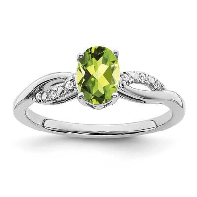 Oval Peridot Diamond Ring 14k White Gold RM6146-PE-005-WA, MPN: RM6146-PE-005-WA, 191101814969
