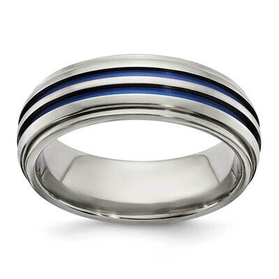 Edward Mirell Triple Groove Blue Anodized 7mm Band Titanium EMR306 by Edward Mirell, MPN: EMR306, 6…
